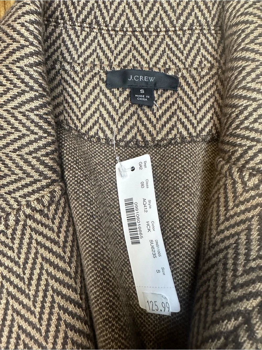 J.Crew Herringbone Sweater Blazer Cardigan Women’s Small Brown Merino Wool NWT